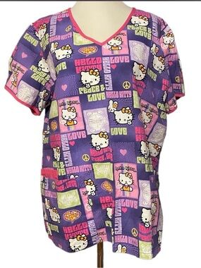 Hello Kitty Purple Scrub Top with Pink